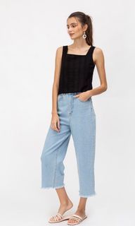 LAB love and bravery kate eyelet top black