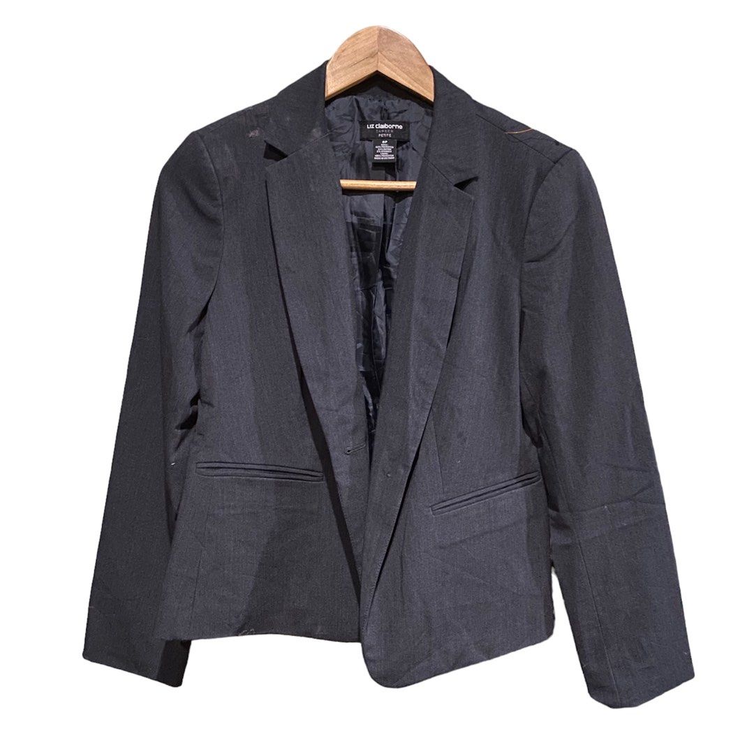 LIZ CLAIBORNE Career womens classic fit petite charcoal gray ash