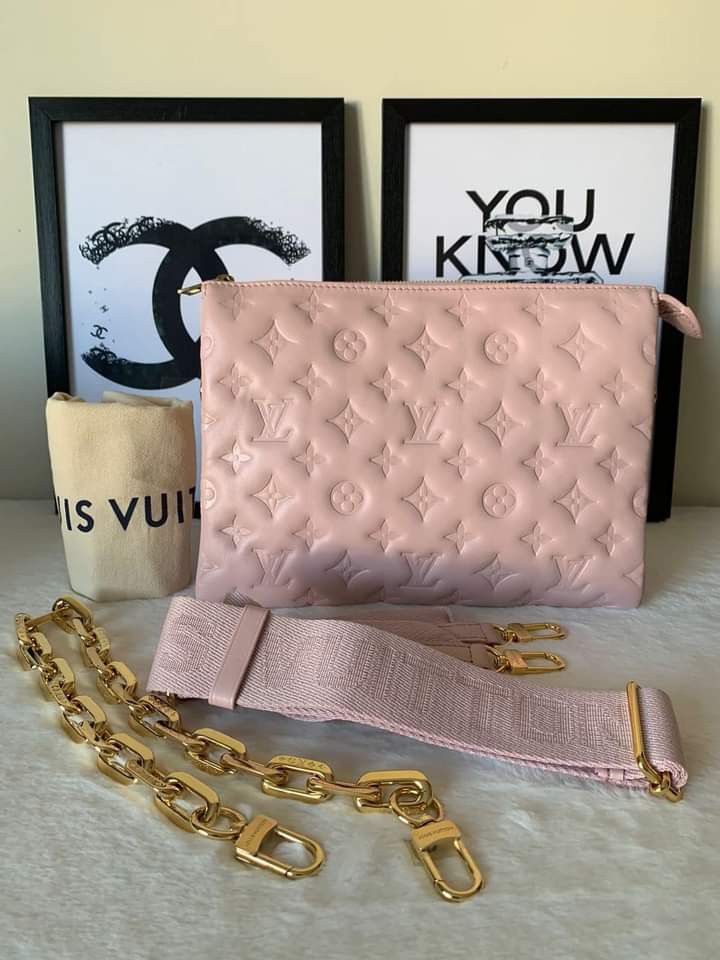 Louis Vuitton LV Coussin PM Monogram Embossed Trio Pouch Crossbody White  Gold Hardware Pre-order, Luxury, Bags & Wallets on Carousell