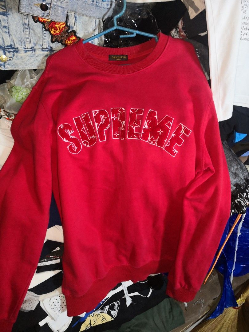 Louis Vuitton, Shirts, Louis Vuitton Supreme Mens Arc Logo Embroidered  Sweatshirt Size Xxl Red Cotton