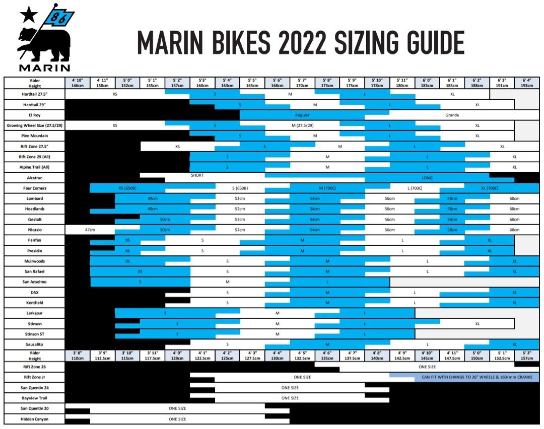 Marin nicasio size chart new arrivals
