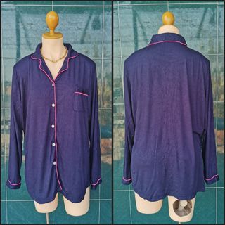 navy blue sleepwear buttons down longsleeves xl to 2xl ekauger