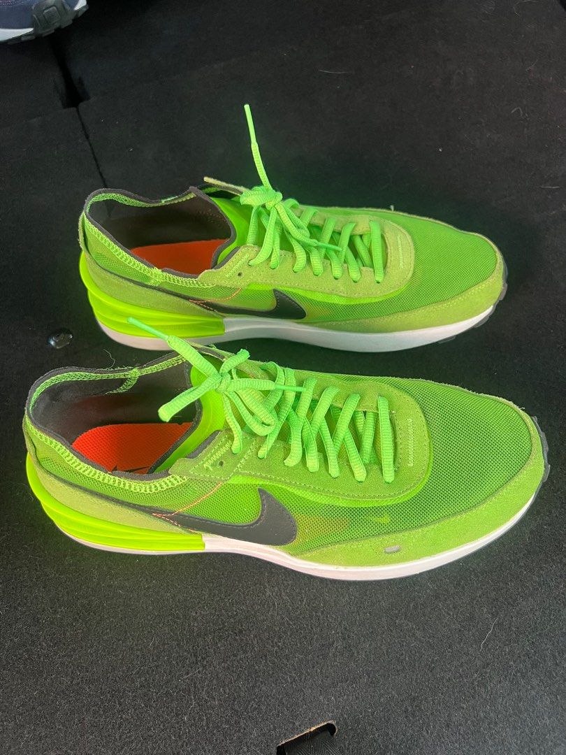 electric green nike waffle one