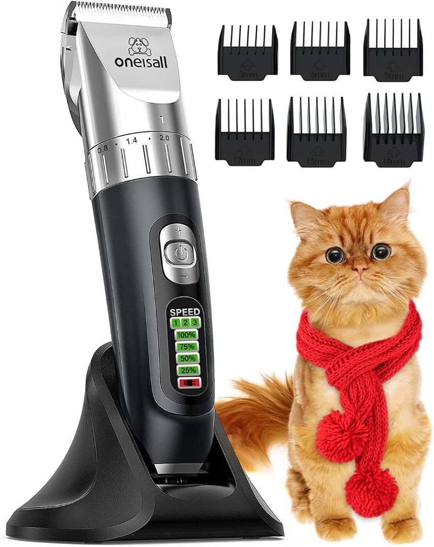 oneisall Dog Clippers for Grooming Dog Grooming Clippers for Matted Hair Cordless Low Noise Dog Trimmer for Grooming with 5 Speed Dog Hair Clippers for Dogs Cats Animal Pet Supplies Health Grooming on