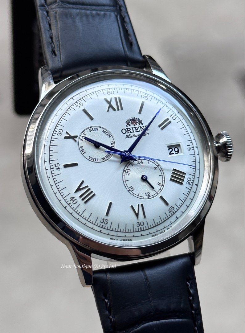 Orient Bambino Day Date White Dial Automatic Dress Watch RA AK0701S