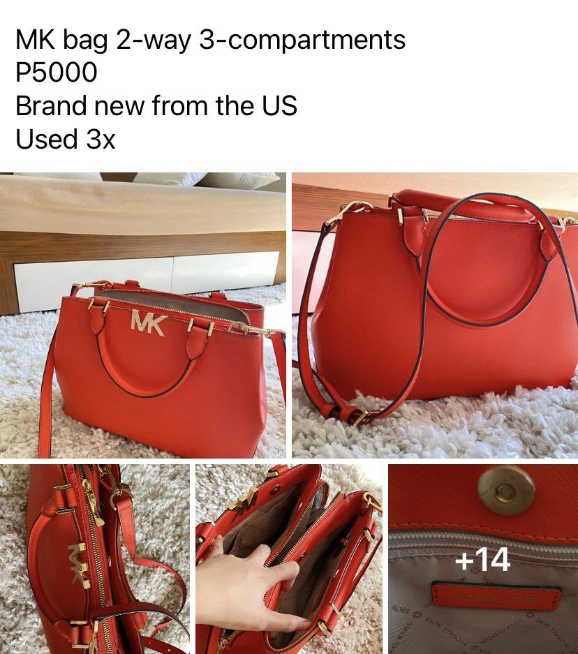 Original MK bag red orange 2way Women's Fashion, Bags