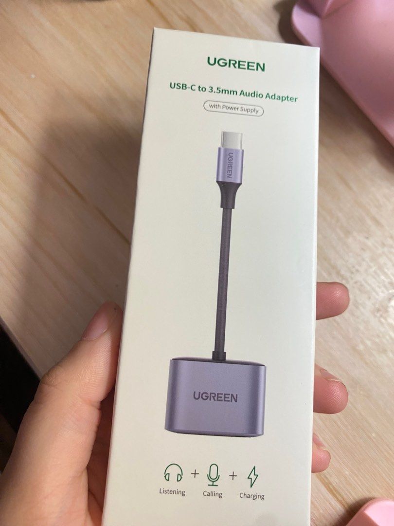 Original Ugreen Usb C to 3.5mm audio adapter (Category: Cables & Adaptors) located in Rizal. Submitted by patchiuu (Listing ID 1220614337, Image 1). Description: Brandnew po kakaorder lang na double po order ko..