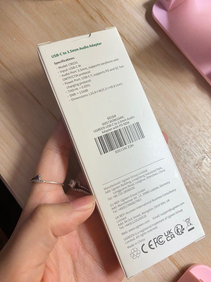 Original Ugreen Usb C to 3.5mm audio adapter (Category: Cables & Adaptors) located in Rizal. Submitted by patchiuu (Listing ID 1220614337, Image 2). Description: Brandnew po kakaorder lang na double po order ko..