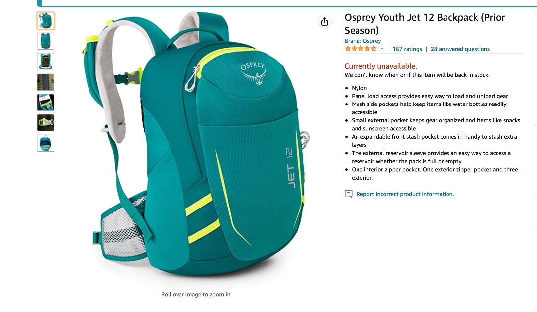 Osprey Youth Jet 12 Backpack Carousell