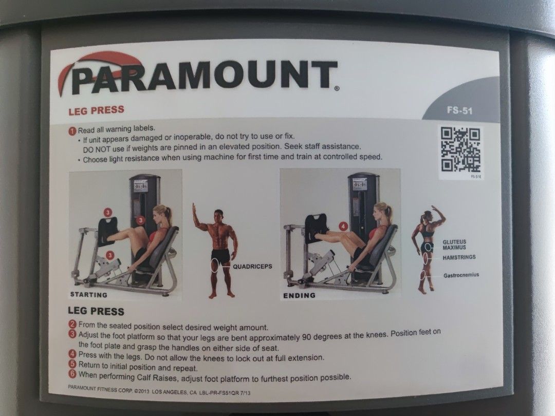 paramount leg press dual station, Sports Equipment, Exercise & Fitness
