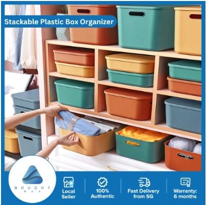 Plastic Box Organizer Stackable Sundries Organizer for Living Room Kitchen,  Furniture & Home Living, Home Improvement & Organisation, Storage Boxes &  Baskets on Carousell