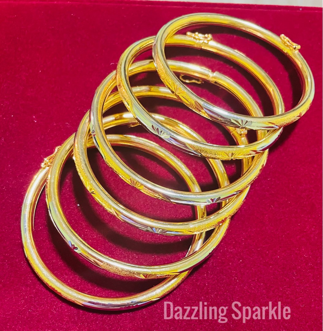 Bangle Adults 100 Premium 916 gold plated Viral Design Mix Gold