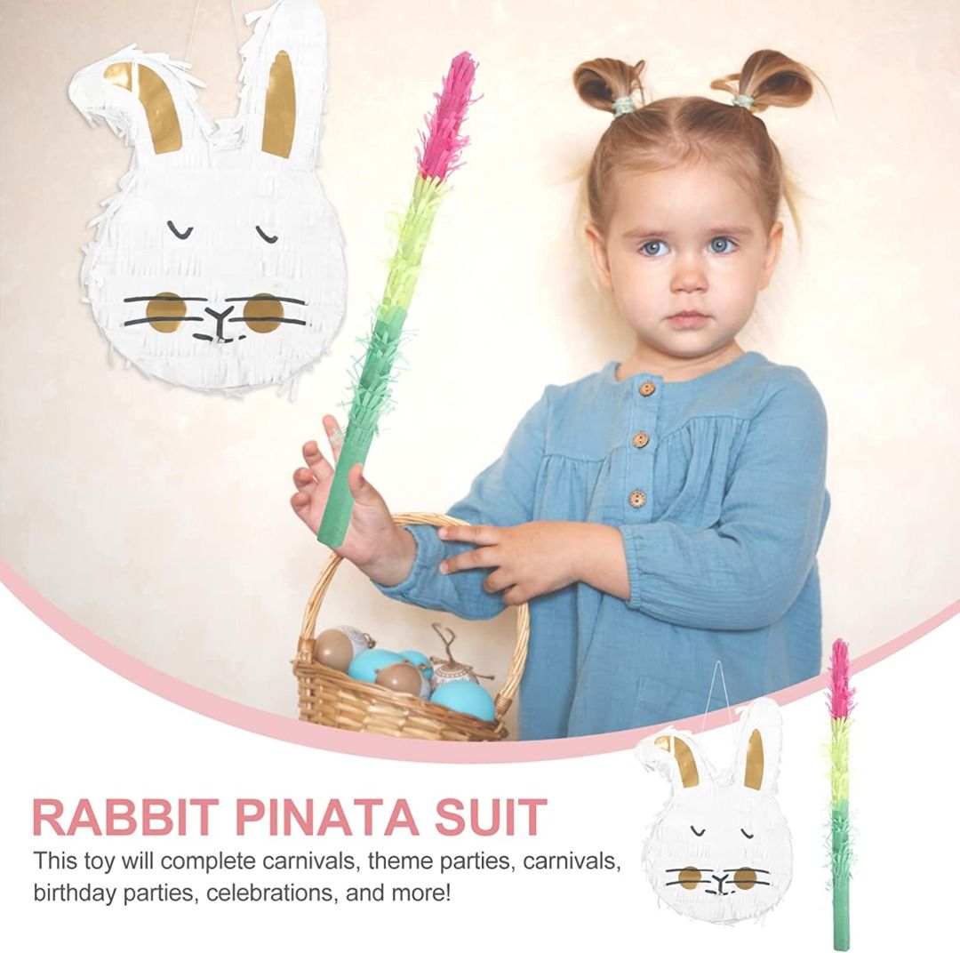 RABBIT PINATA: (Free Stick) Dimensions: 36cm x 23cm x 6.5cm, Hobbies ...