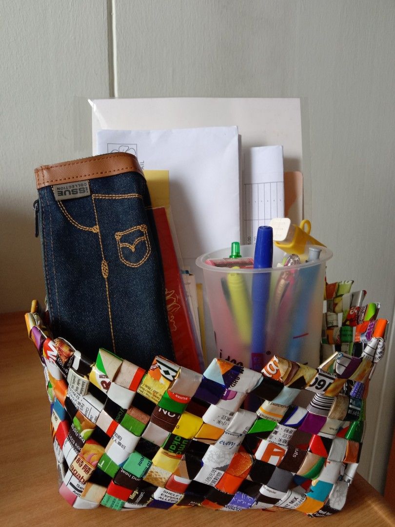 Recycle Plastic bag hand made Basket, Everything Else on Carousell