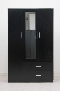 Redfern three Door two Drawer Wardrobe with Mirror - Black The best wardrobe for your room. High-Quality Products