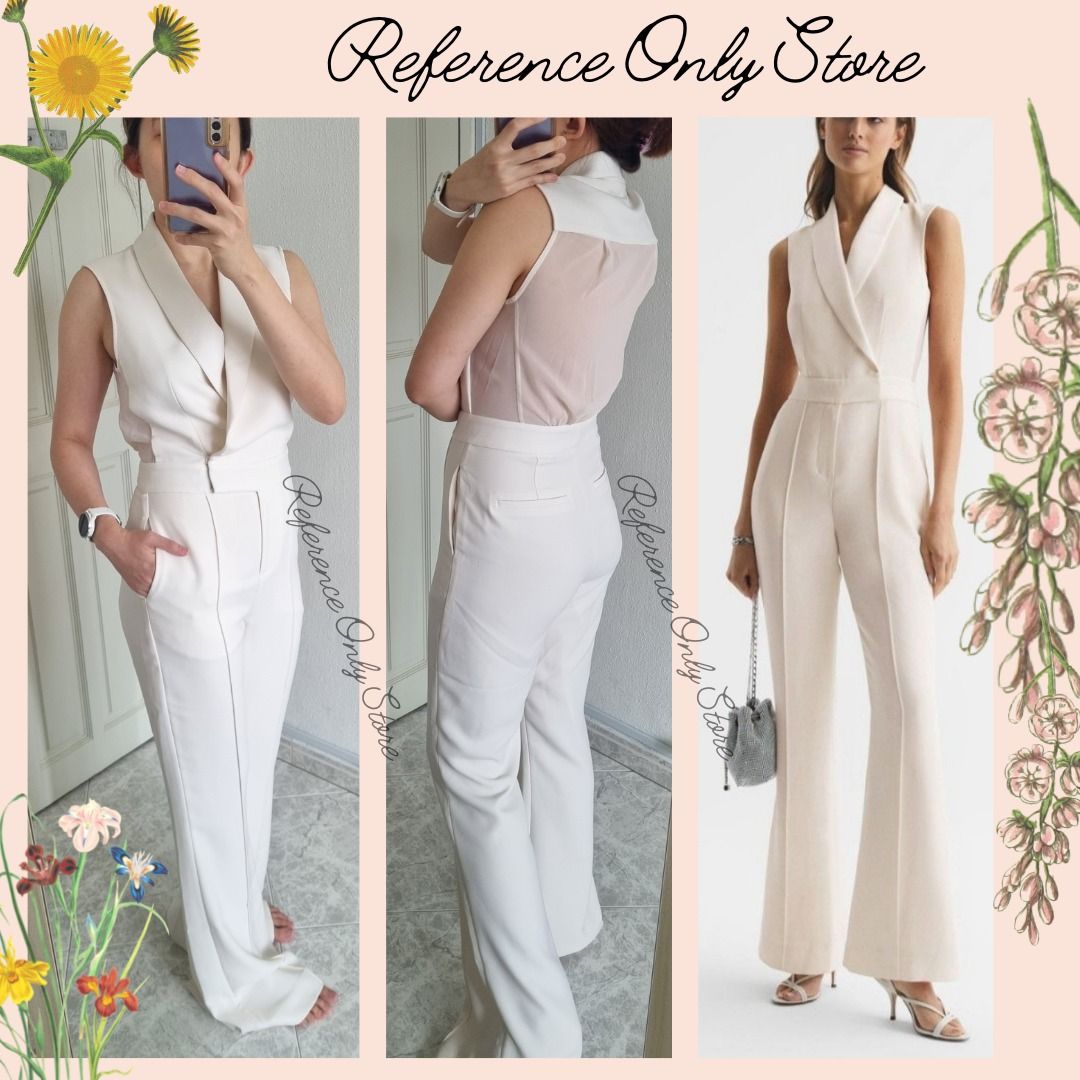 Reiss Dani Tuxedo Jumpsuit in Ivory Women s Fashion Dresses Sets Sets or Coordinates on Carousell