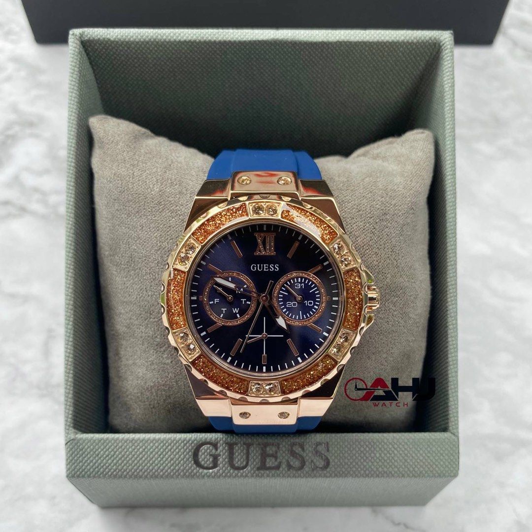 Guess limelight blue silicone strap ladies watch w1053l1 cheap