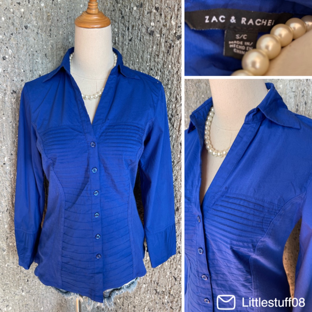 Cool Breezes Business Surplice Top - Royal Blue main image 1