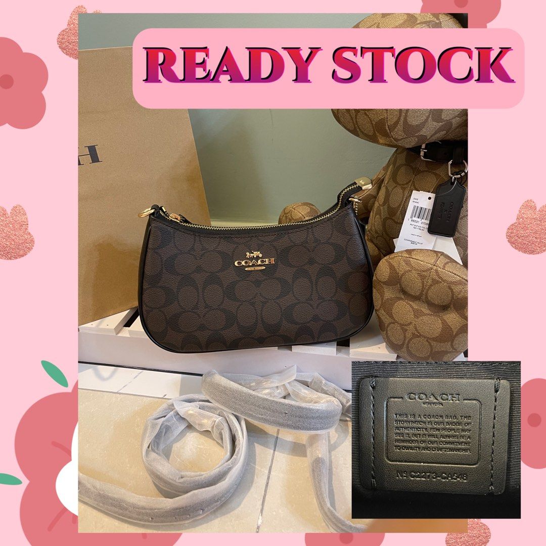SALES READY STOCK AUTHENTIC COACH TERI CA548 white monogram crossbody bag handbag dark brown Raya