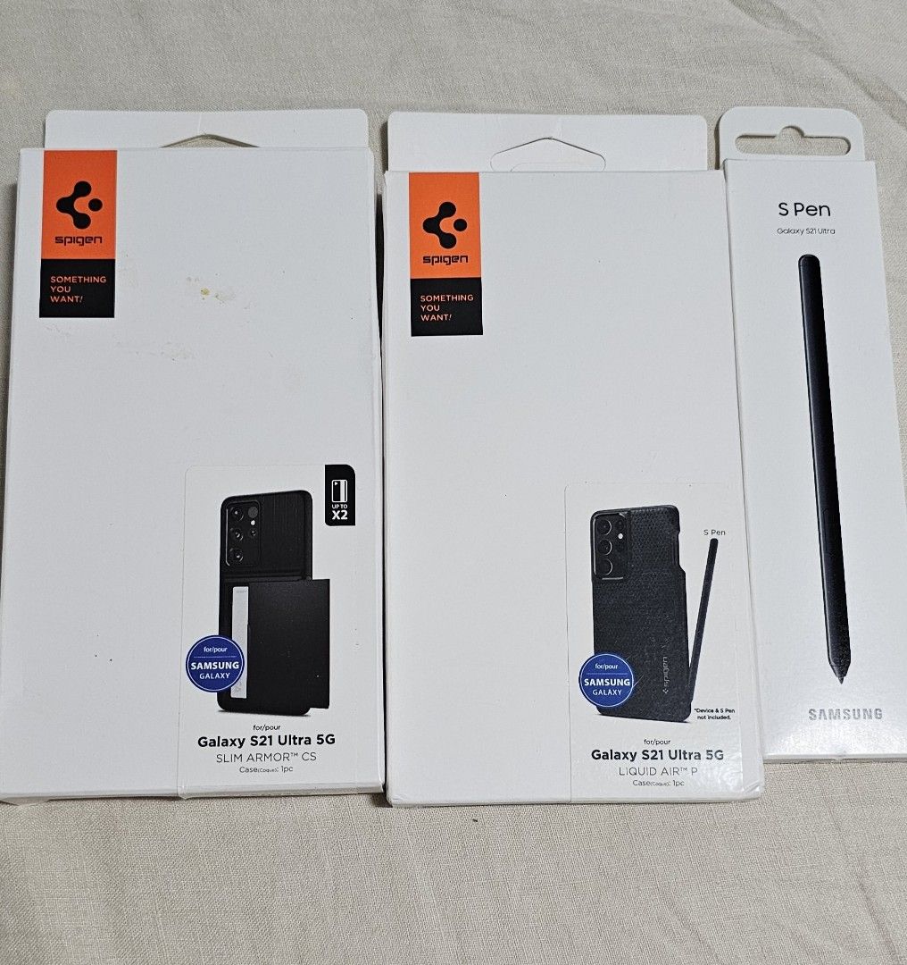 Samsung S21 Ultra Spigen Cases and S21 Ultra Compatible Pen, Mobile