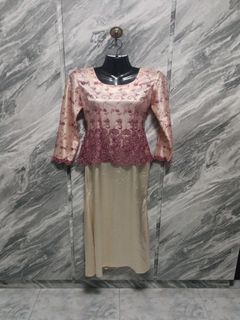 Satin with Lace Dress L