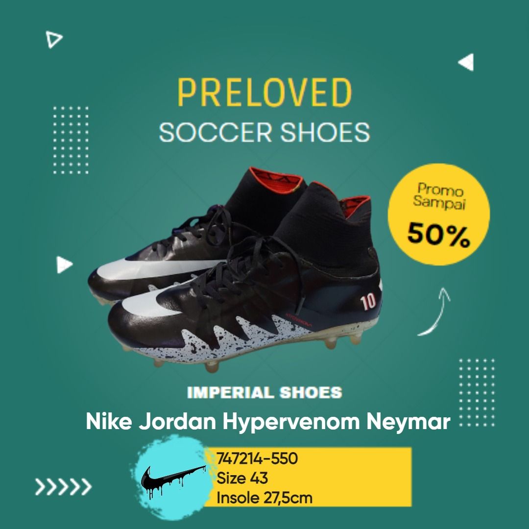 Sepatu Bola Nike Jordan Hypervenom Neymar 747214 550 Ukuran 43