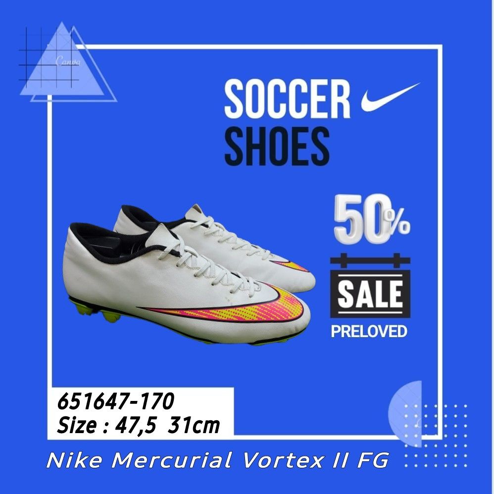 Sepatu Bola Nike Mercurial Vortex II FG 651647 170 White Pink