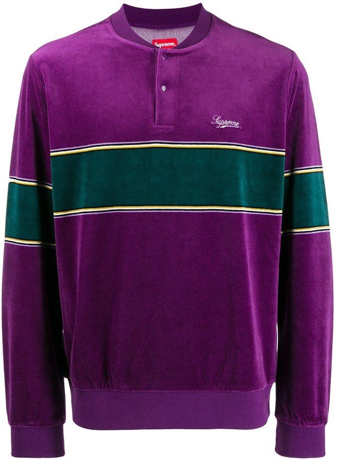 トップス Supreme velour snap Henley Supreme Velour Snap Henley Purple Men's - FW17 - GB