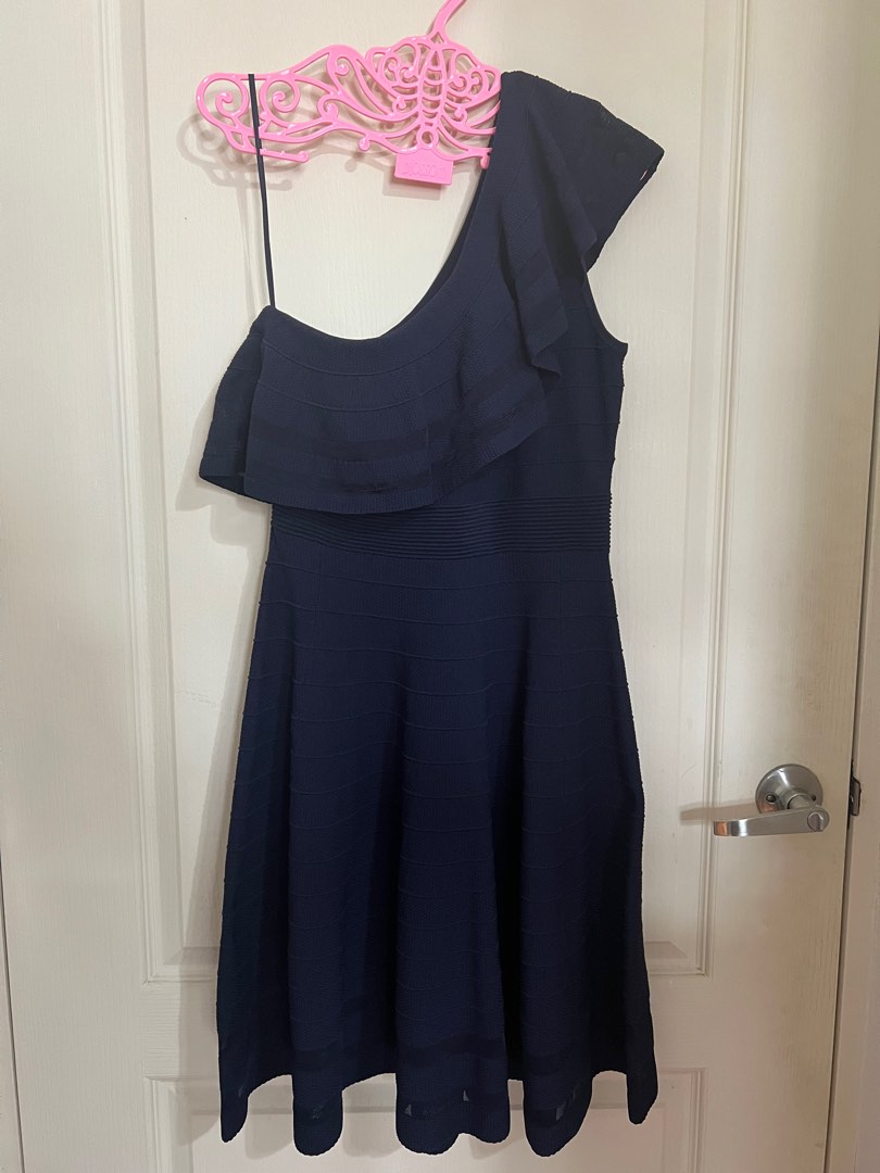Ted baker navy one shoulder best sale dress