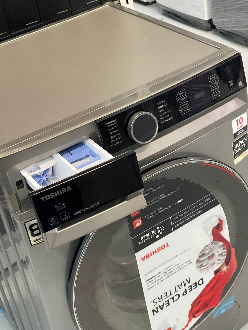 TOSHIBA 8.5KG FRONT LOAD WASHING MACHINE TWBK95G4S Display Set, TV
