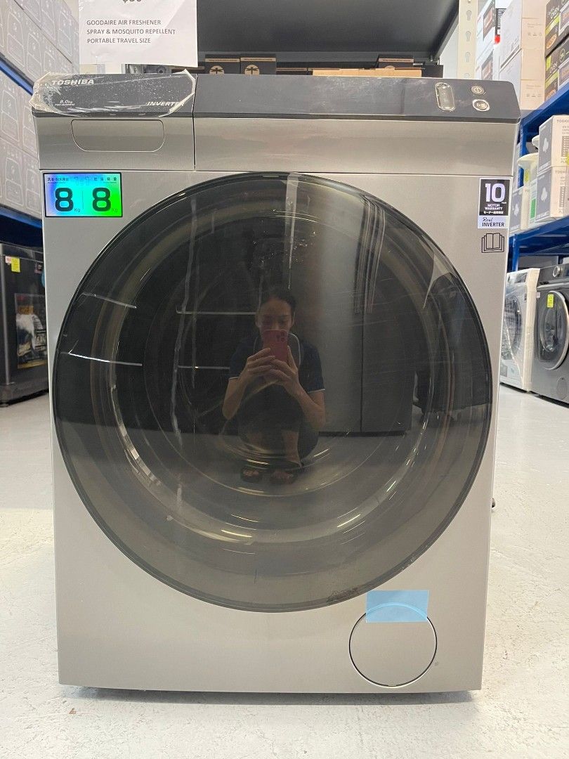 TOSHIBA TWDBH90W4S FRONT LOAD WASHER & DRYER (8KG/8KG) Display Set, TV