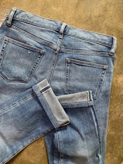 uniqlo selvedge slim stone washed seluar raya denim jeans vtg og RRL WIP y2k 90s vintage not big e raw indigo no rindem