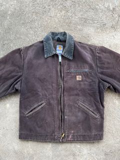 Vintage 1990s Carhartt Detroit Jacket J97 DKB Dark Brown Duck