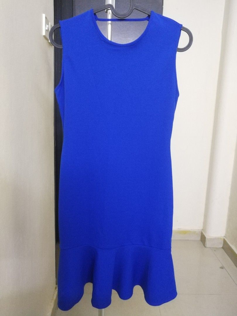 zara blue backless dress ZARA NEW WOMAN SS24 ELECTRIC BLUE DRAPED HALTER DRESS ALL SIZE REF: 8342/364