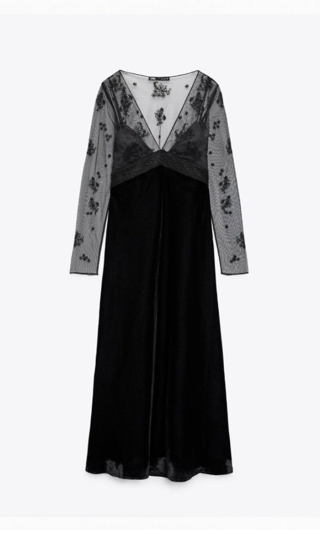 zara contrast velvet dress XS S party event formal dress Women s Fashion Dresses Sets Dresses on Carousell