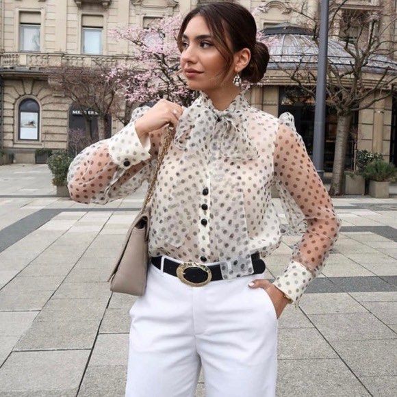Zara Polka dot blouse, Women's Fashion, Tops, Blouses on Carousell
