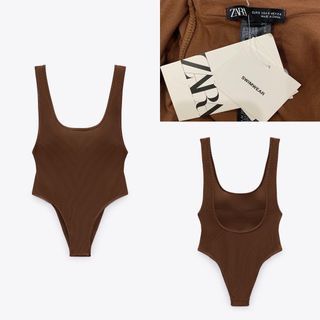 ZARA RIBBED LOWBACK BODYSUIT