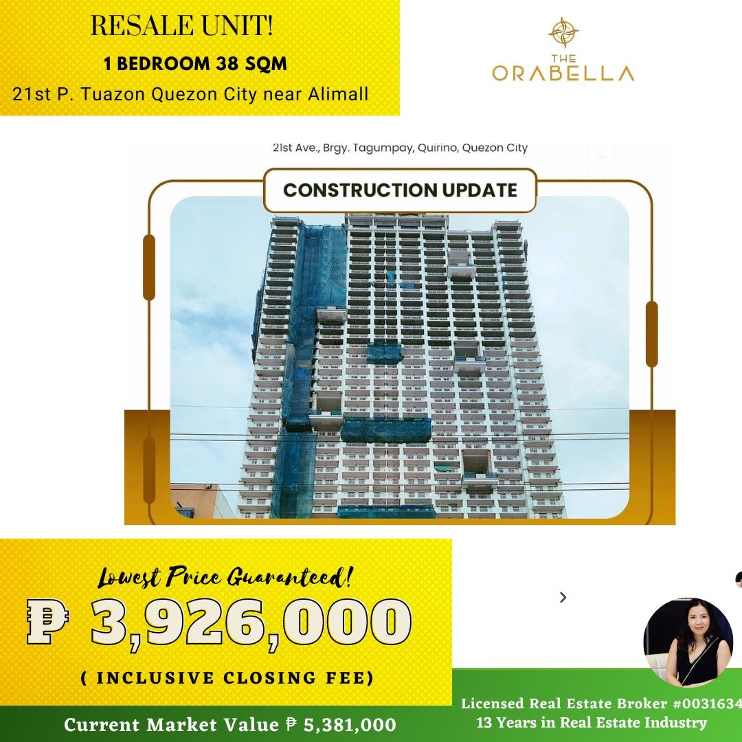 1BR 38sqm Resale Condo in Cubao Quezon City The Orabella by DMCI Homes