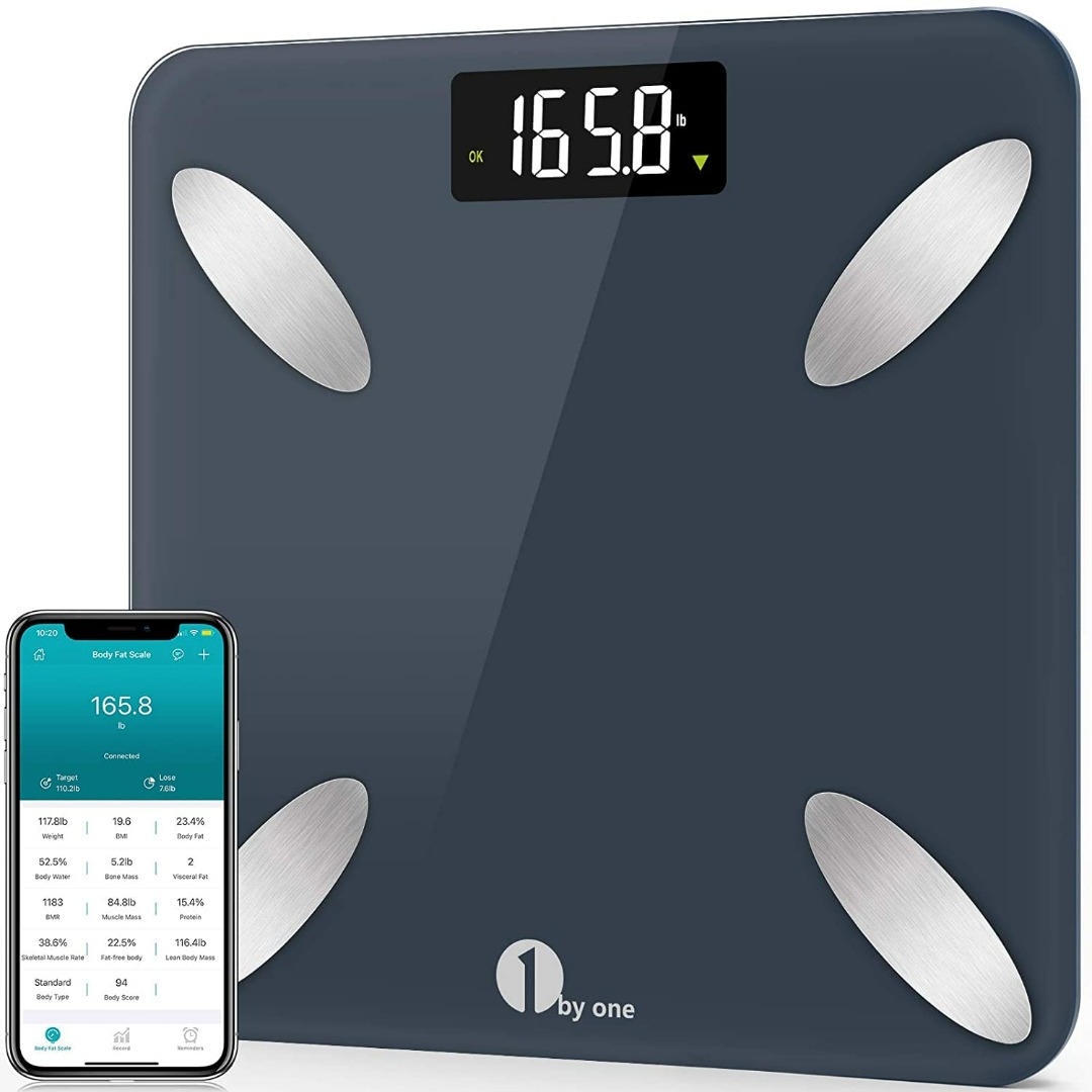 2817) 1BYONE BODY FAT SCALE BLUETOOTH, SMART BATHROOM SCALES DIGITAL