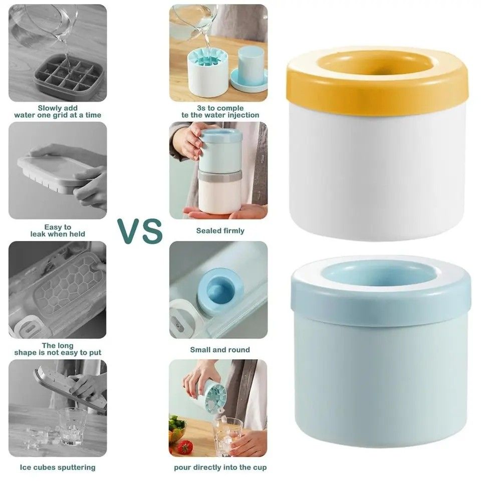 1pc Silicone Ice Bucket Cup Mold Ice Cubes Tray Food Grade Quickly