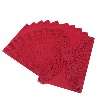3D Pearl Paper Wedding Invitation Card Flower Laser Cut Carved Butterfly Invitations for Birthday red purple