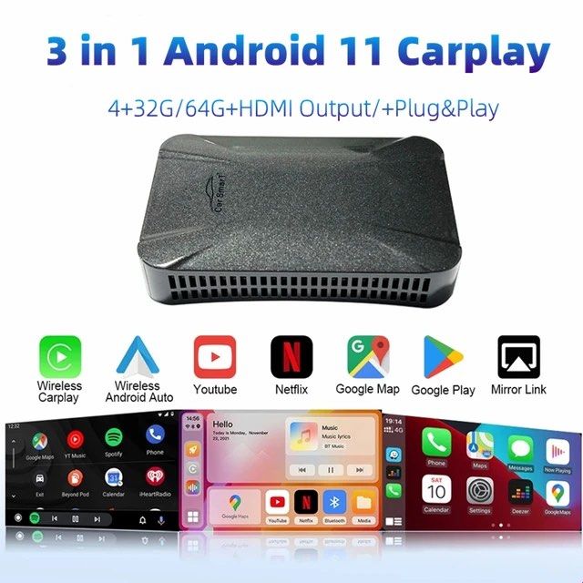 全新) 3 In 1 Android 11 Apple Carplay AI Box (CP-308), 汽車配件