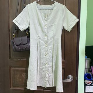 牛油果綠🥑綁帶短洋裝   文青/少女/氣質