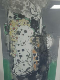 狗狗 斑點狗 油畫 62inx34in Art of dalmatian dog