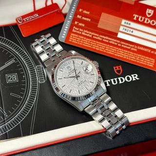 極罕全套 帝舵王子系列 Tudor Prince Date Day 76214 Linen Dial 星期日曆型 36MM 白金閃圈 狗牙圈 布紋面