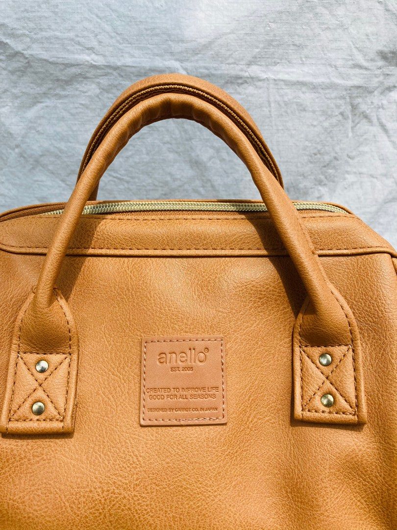 brown fake leather backpack THREE BOX Vegan Leather Backpack, Brown