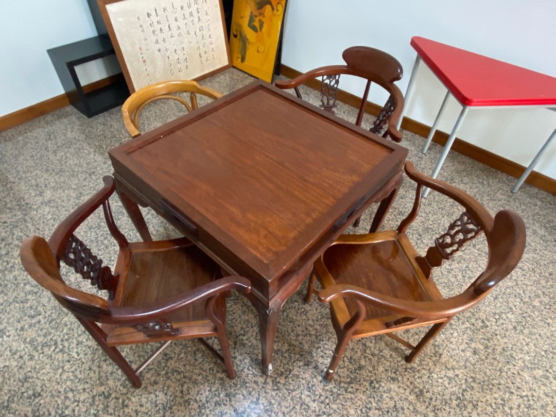 Antique Mahjong Table set cum Dining Table (L0.8M x H0.67M) , Furniture