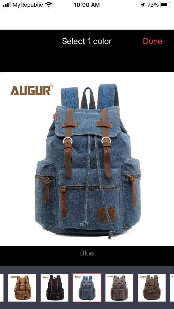 AUGUR canvas retro backpack in blue. Men s Fashion Bags Backpacks on Carousell