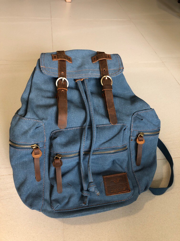 AUGUR canvas retro backpack in blue. Men s Fashion Bags