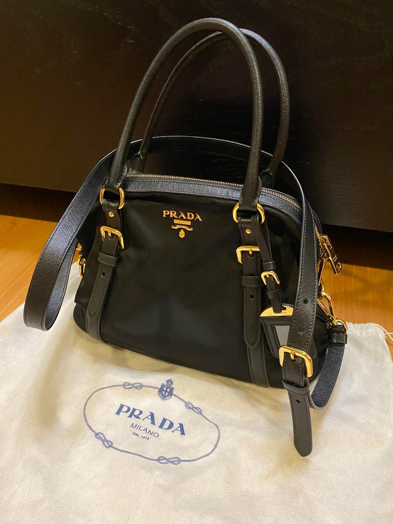 Prada 1BB013 Tessuto Saffiano Dome Satchel Nero 